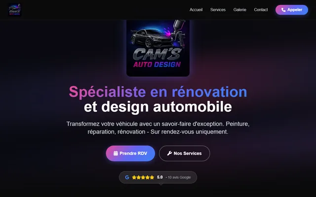 Site web Cam's Auto Design